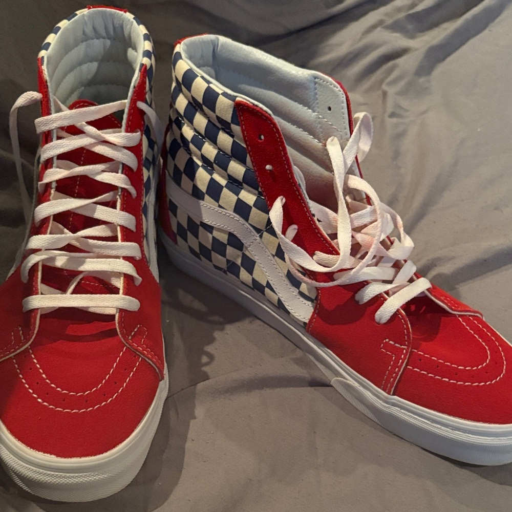 Vans Red and Blue Checkered Sneakers